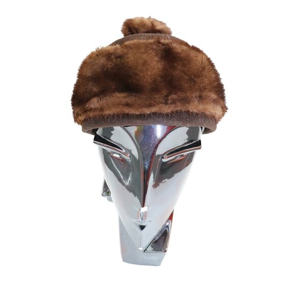 Vintage Fur Beret PomPom Winter Hat - Picture 2 of 5